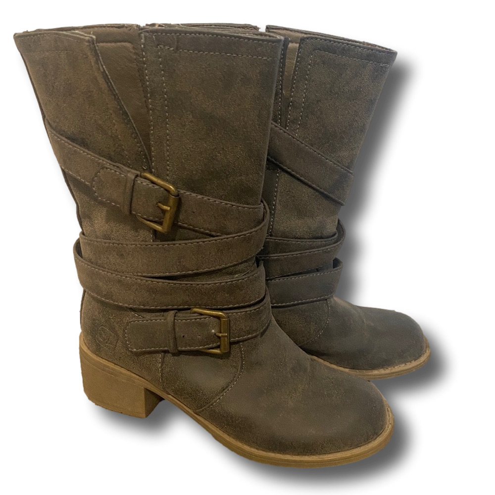 Dirty Laundry Brown Distressed  Buckle Mid Calf Boots Women's Size 6